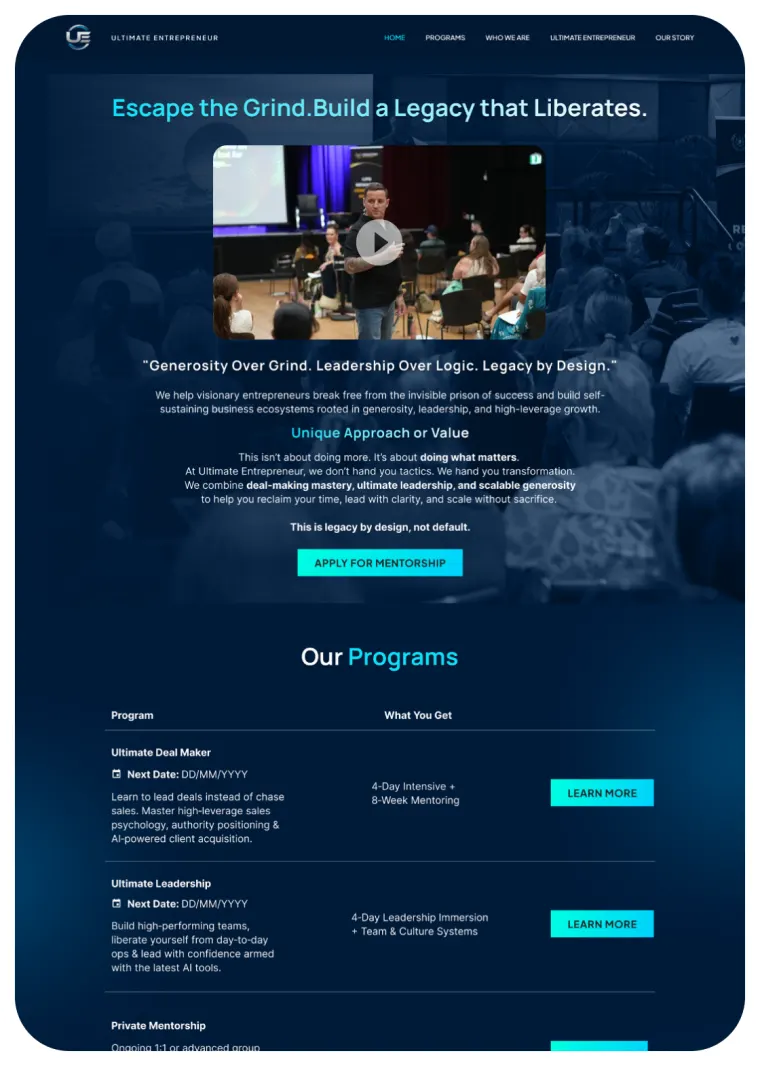 Ultimate Entrepreneur — Entrepreneur Mentorship
