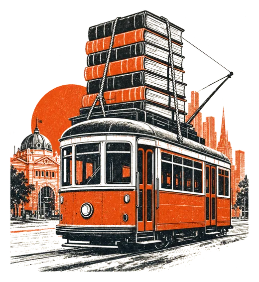 A Melbourne tram on Collins Street carrying a stack of files